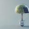 Green energy concept with isolated solar panels and eco-friendly LED bulbs. Green energy concept with isolated solar panels and eco-friendly LED bulbs.